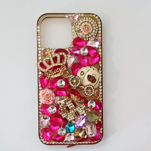 Juicy Couture Pink and Gold Embellished Phone Case - Picture 1 of 14